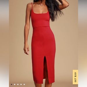 NWT-Keep It Classy Red Sleeveless Bodycon Midi Dress